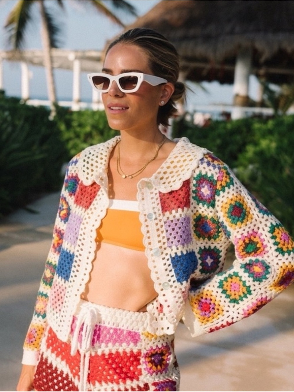New Farm Rio Crochet Knit Granny Cardigan sz XL - Picture 2 of 15